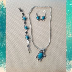 Turquoise Seaturtle necklace/earring and bracelet